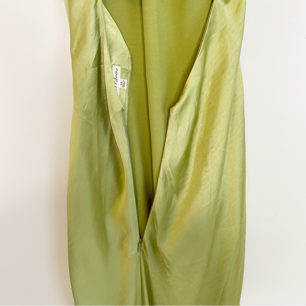 For Love And Lemons Lime Satin Halter Gown with Thigh Slit - Picture 11 of 16